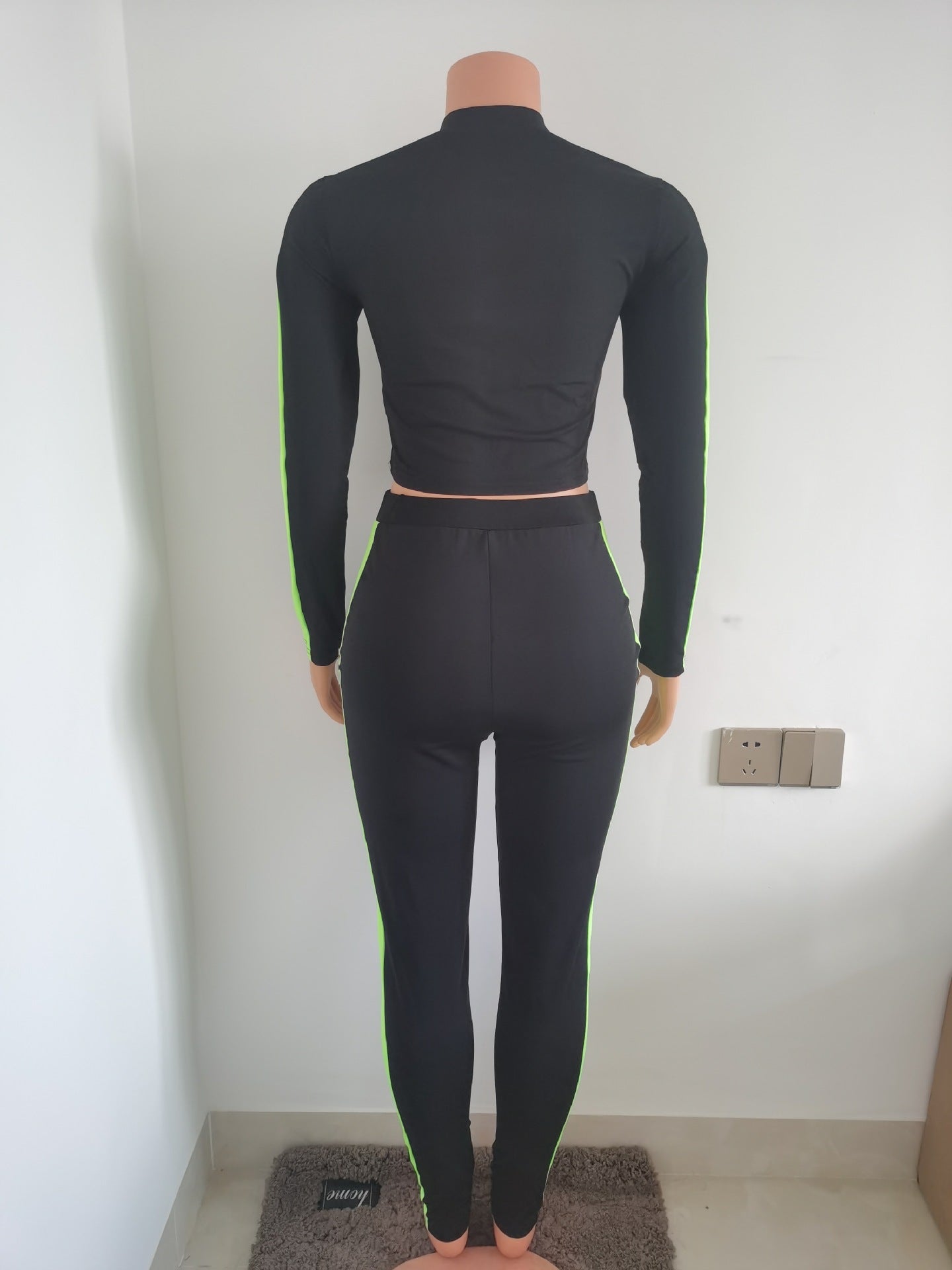 Women's Spring Letter Printed Long Sleeve Sexy Tight Fitting 2-Piece Pants Set 10