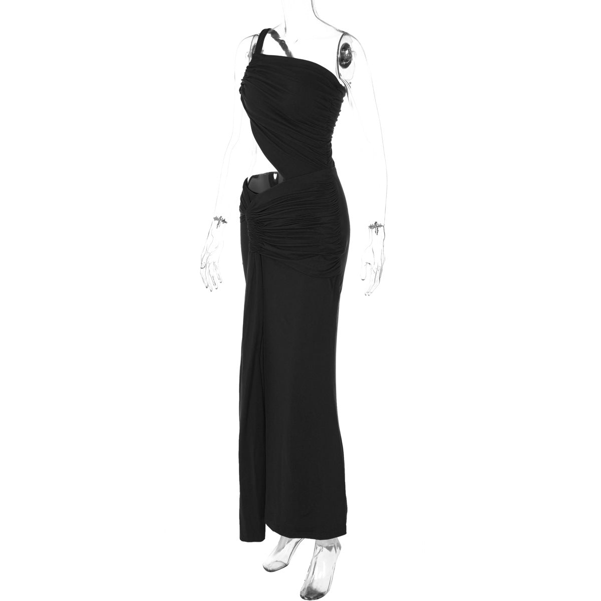 Sexy One-Shoulder Cut-Out Open Waist Slim Long Dress 24
