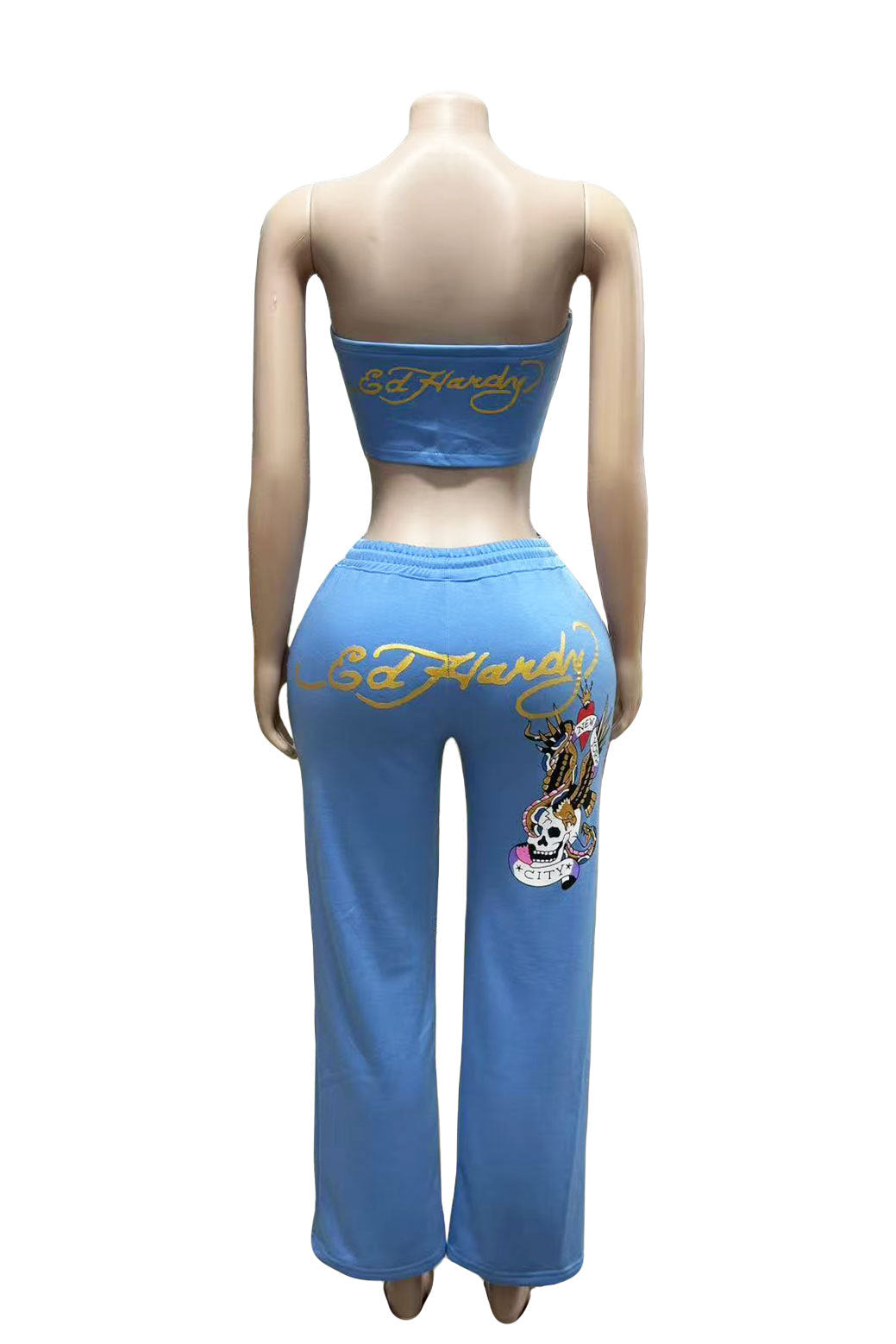 Women Sexy Strapless Top Trousers Two Piece Set 11