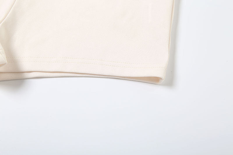 Women Fall Stand Collar Contrast Letter Embroidered Zipper Top and Shorts Two-Piece Set 19