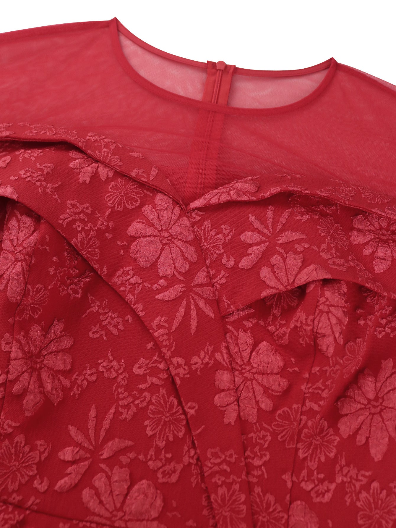 Elegant Lace Jacquard High-Waist Ruffle Bodycon Formal Party Evening Dress 11