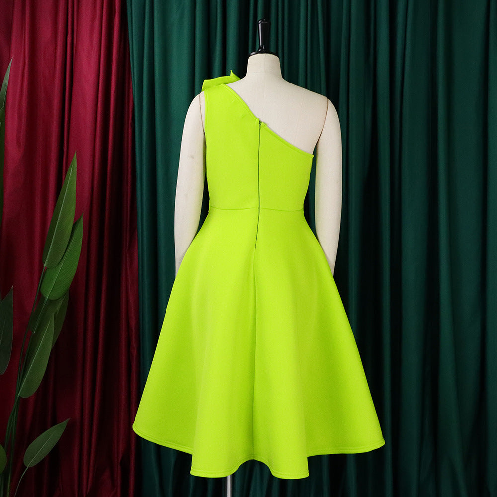 Plus Size Women Solid Sexy Pleated Formal Party Dress 26