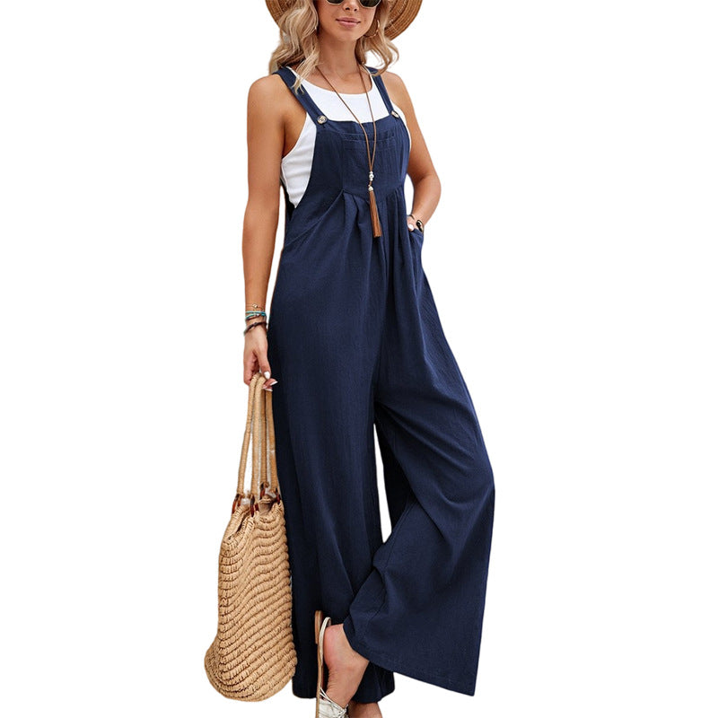 Women Solid Casual Overalls 16