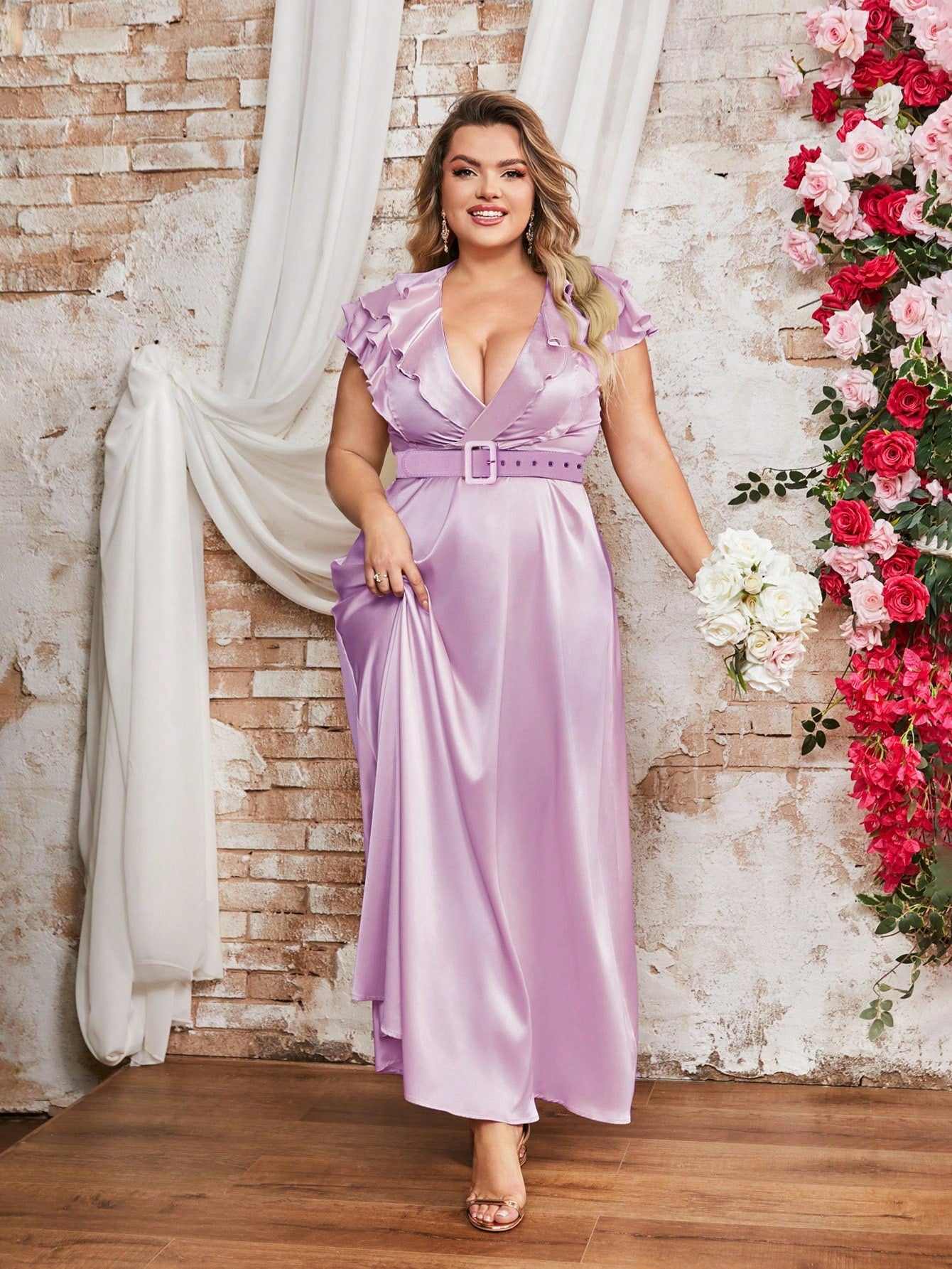 Summer Plus Size Women's Chic Ruffled Long Dress 6