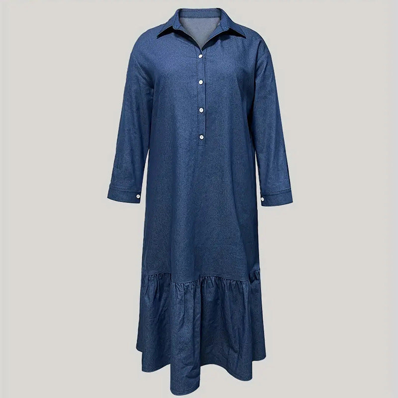Women's Chic Elegant Long-Sleeve Turndown Collar Dress 3