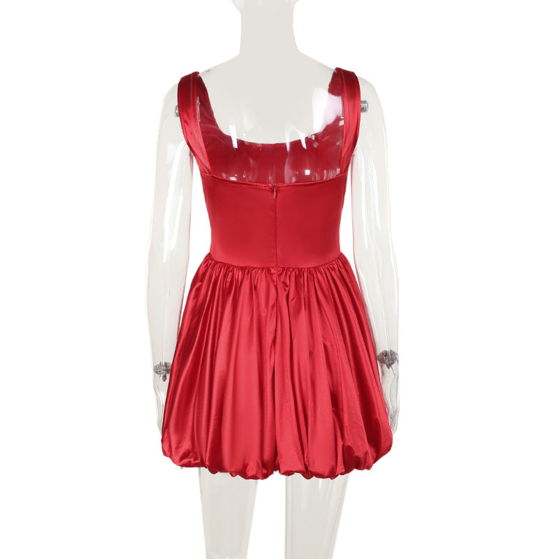 Autumn And Winter Chic Slim Waist Strap Bubble Dress 8