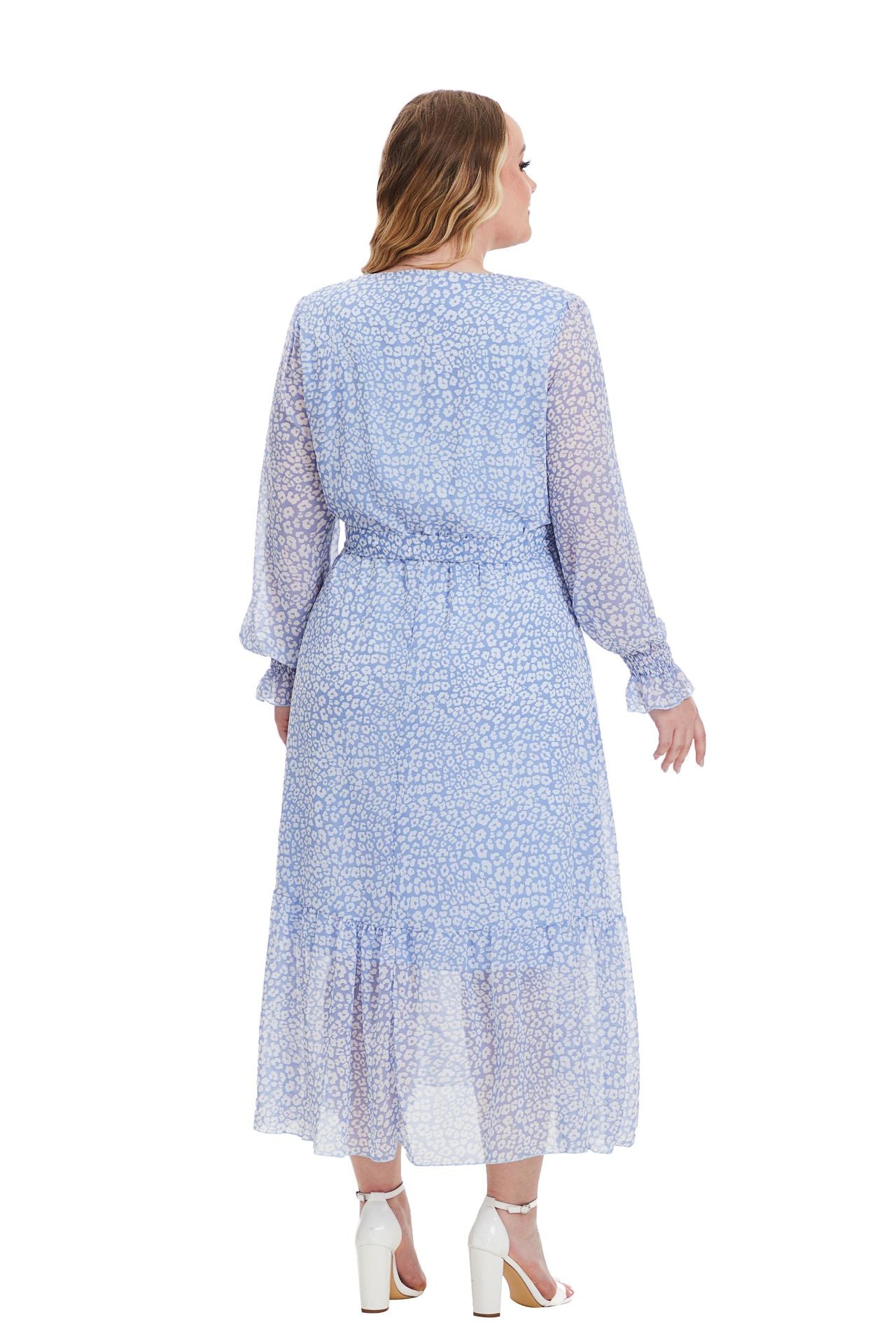 Plus Size Women Fall Long Sleeve Floral Dress 8