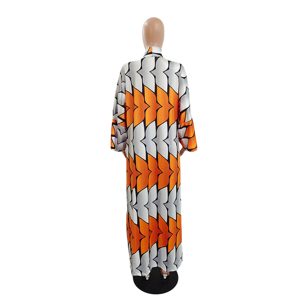 Women's Fashion Chic Plus Size Versatile Long Loose Print Cardigan Coat 24