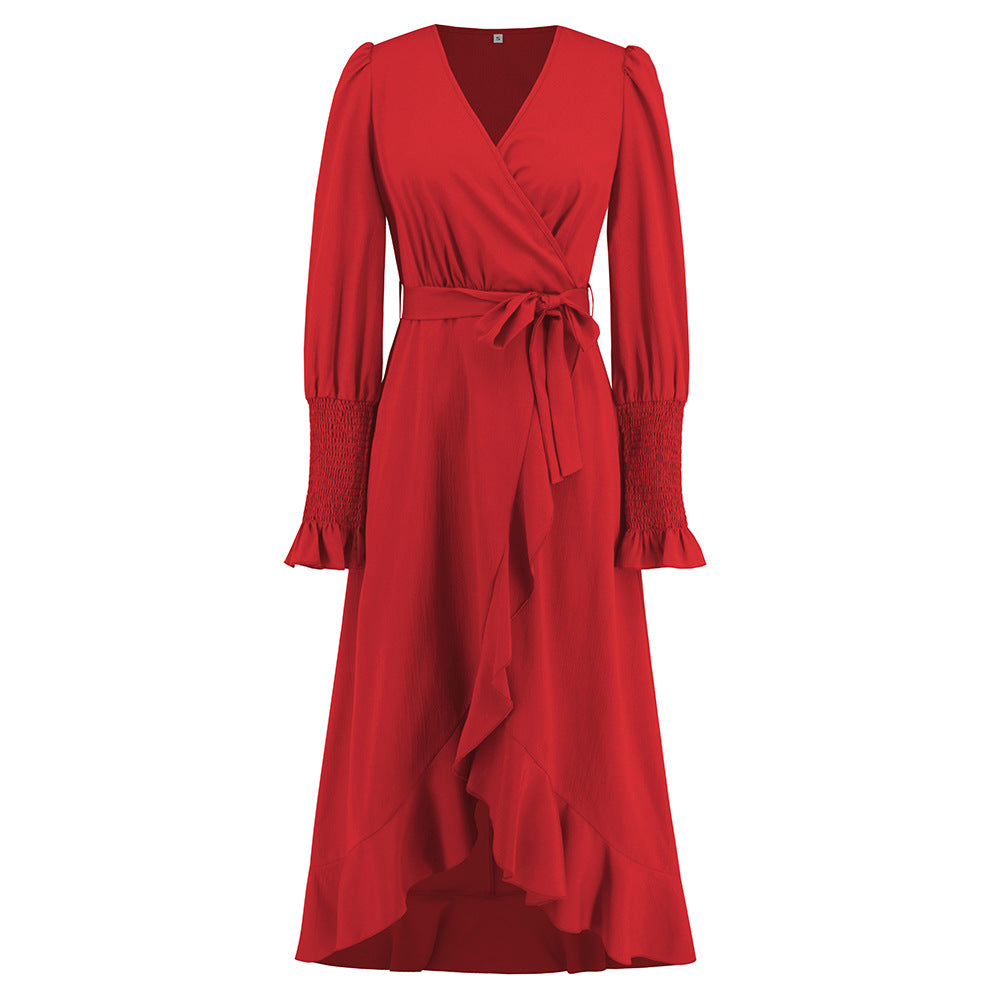 Plus Size Women V-Neck Ruffled Lace Dress 20