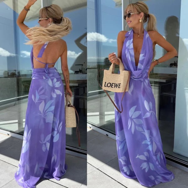 Women's Fashion Printed Round Neck Sleeveless Tide Dress 3