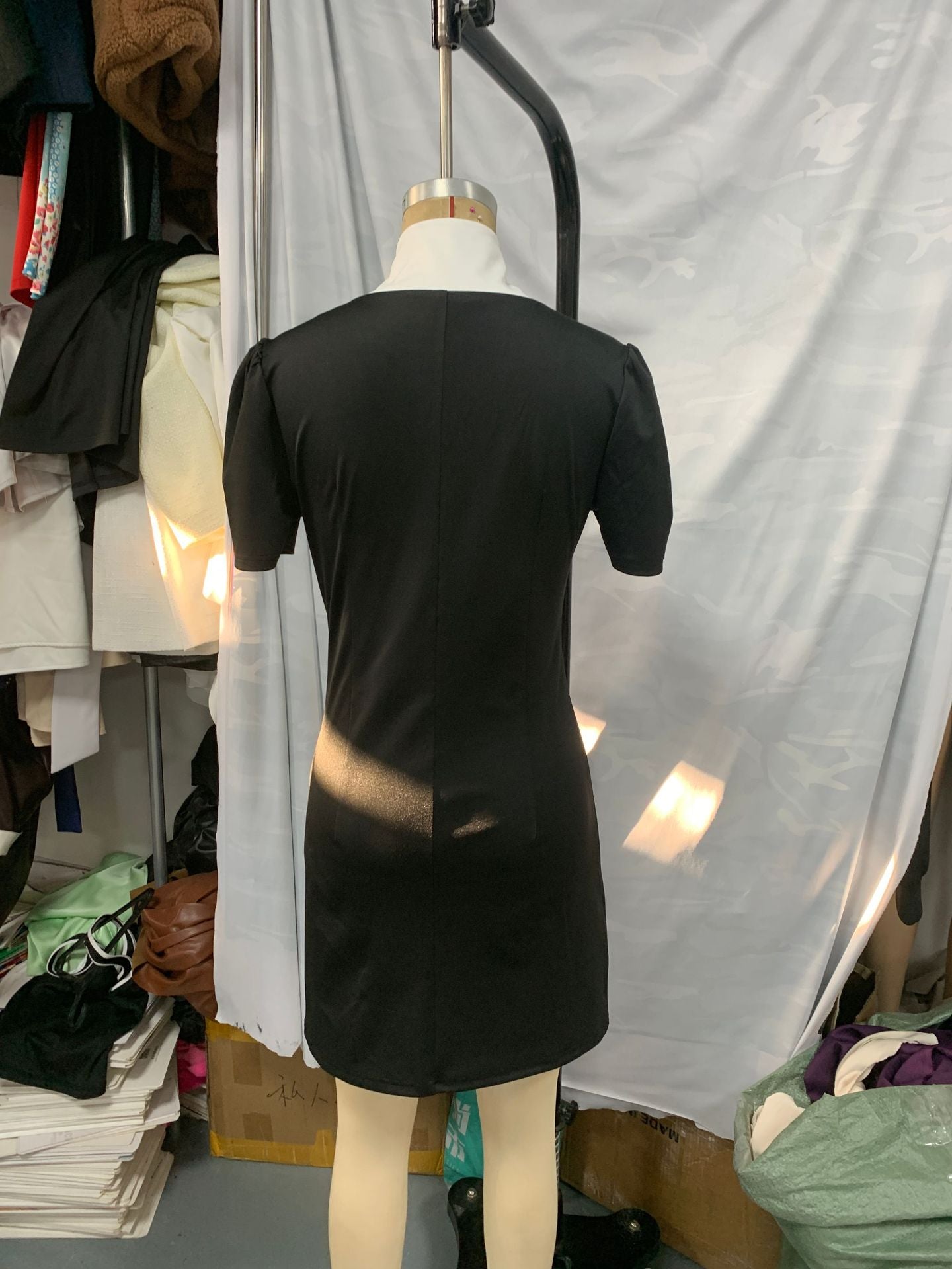 Women's Summer Chic V Neck Trendy Black Dress 6