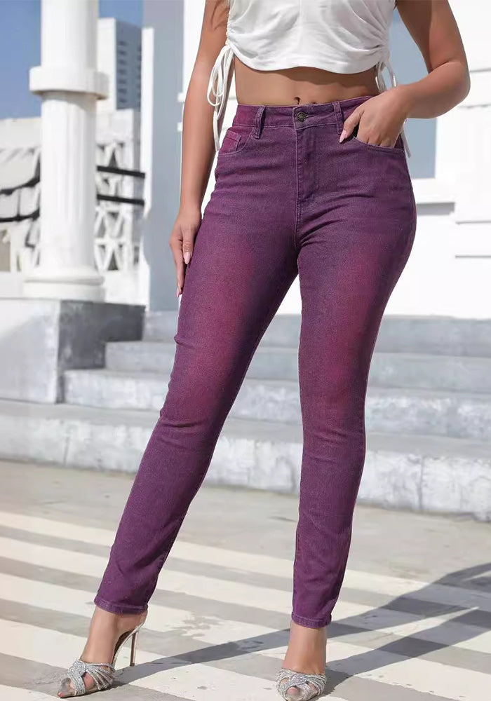 Women's Washed High Waist Denim Pants