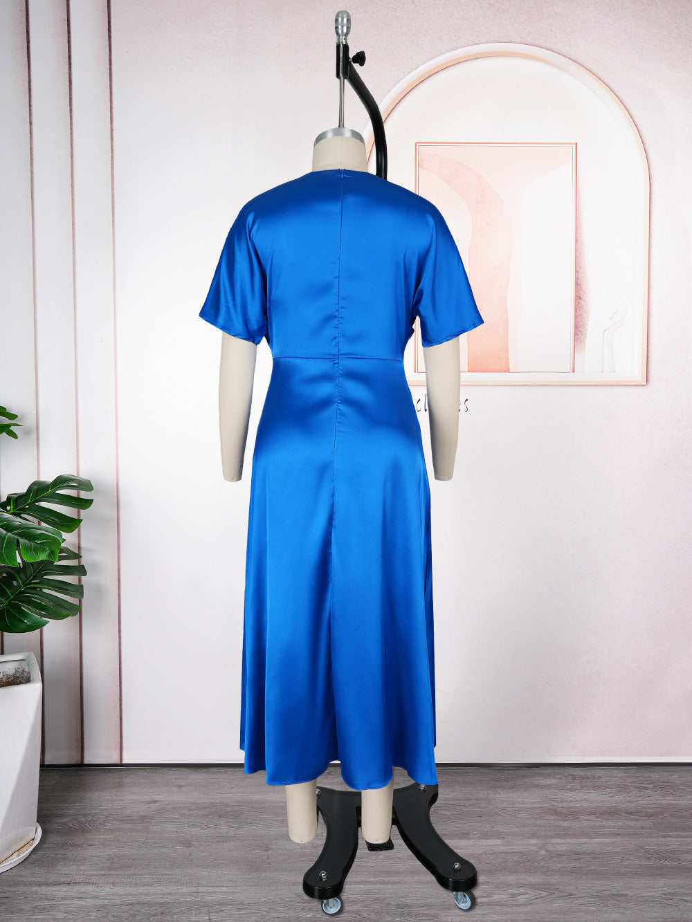 Plus Size African Elegant Solid Dress 17