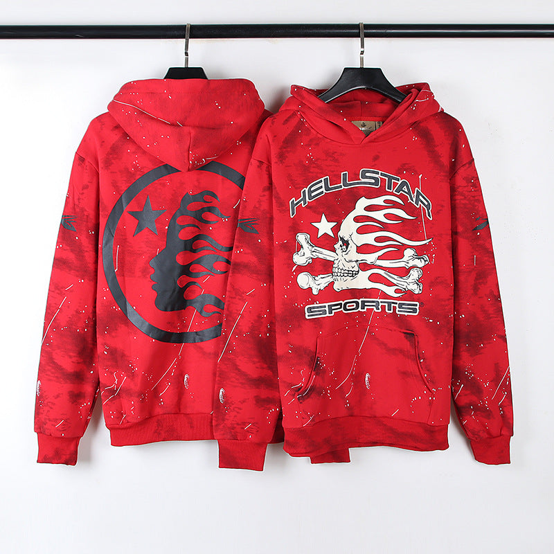 Casual washed and distressed heavy worker head print hoodies 3