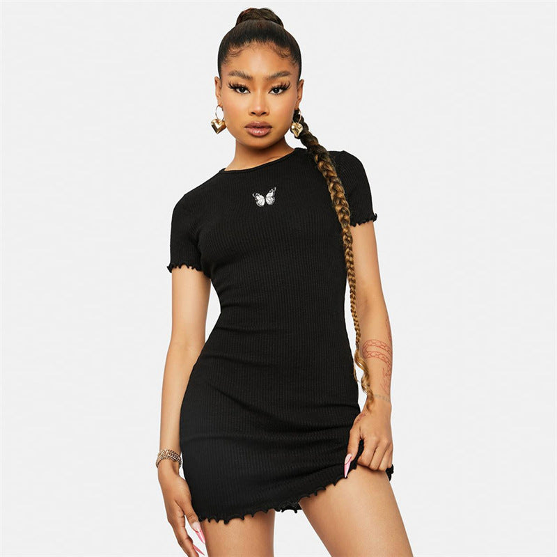 Women Butterfly Embroidered Sexy Bodycon Dress