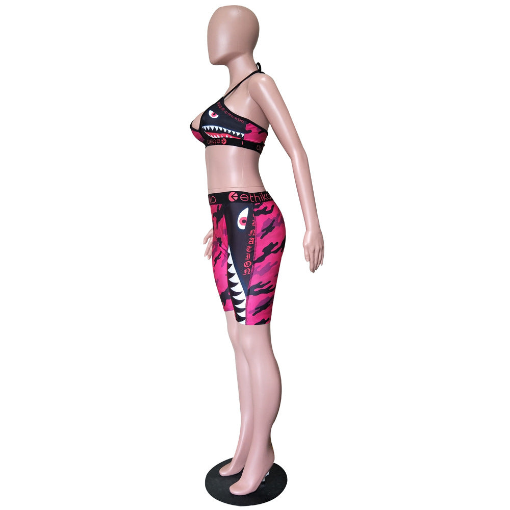 Women summer camouflage vest sports Top and Shorts Casual two-piece set 20