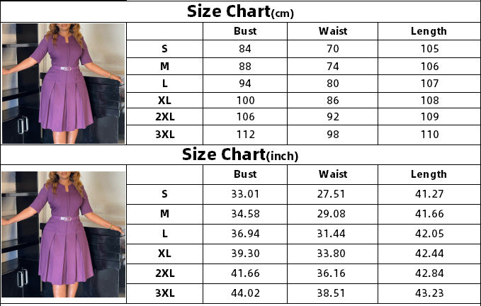 Plus Size Women's Autumn Fashion Elegant Chic Solid Color Half Sleeve African Dress 9