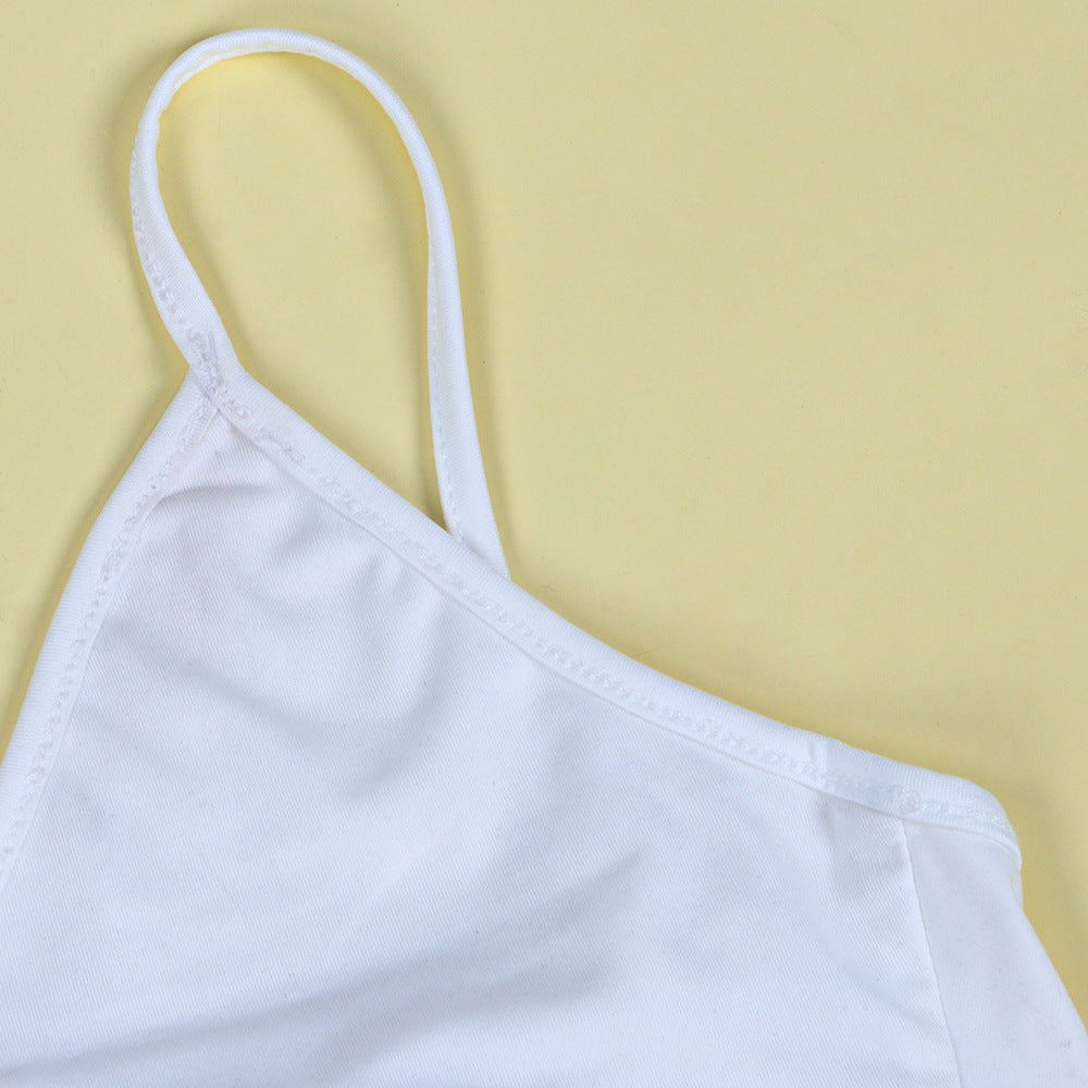 Women Sexy Suspender Crop Top and Slit Skirt Two-piece Set 25