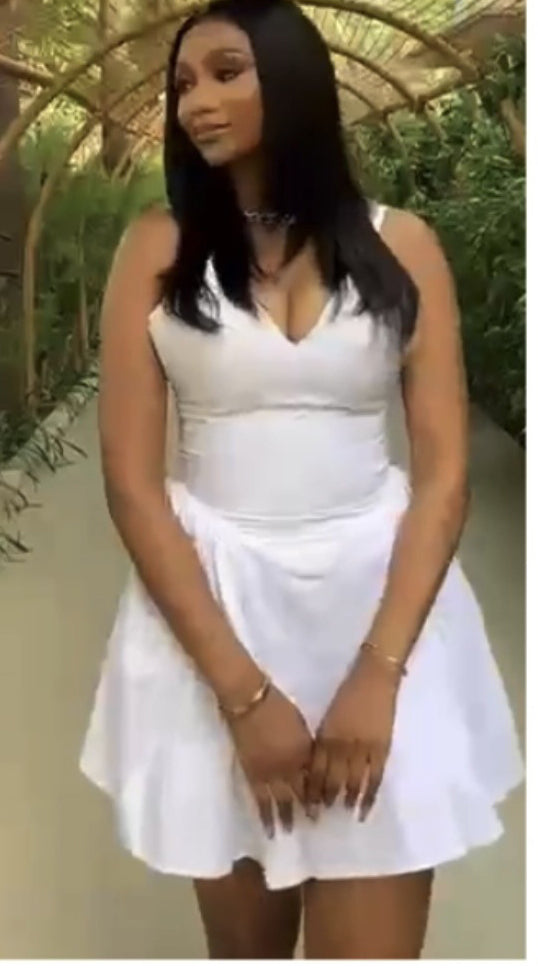 Women Solid Suspender V-neck Sexy Backless Dress