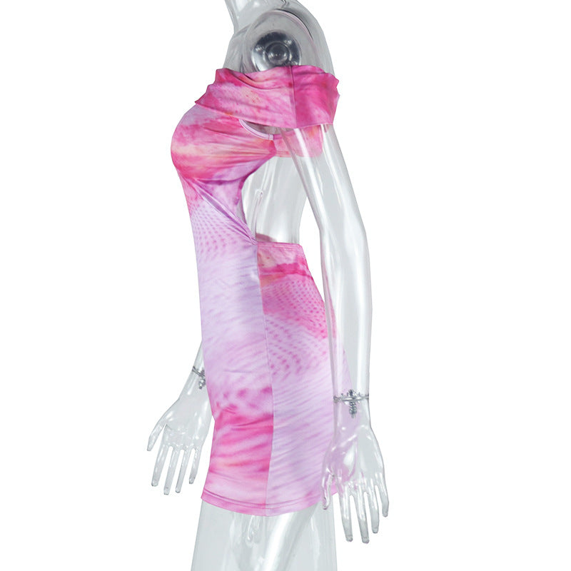 Summer Print Sexy Tight Fitting Low Back Bodycon Fashion Short Dress 7