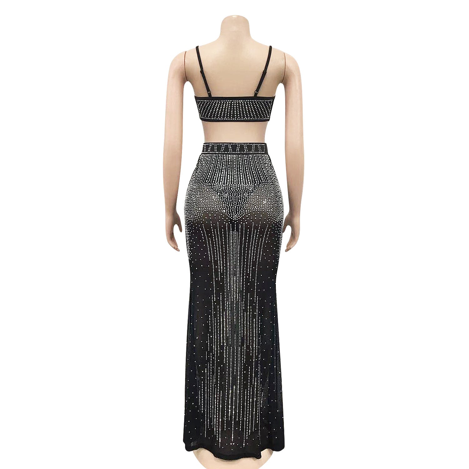 Women Sexy Party Mesh See-Through Camisole and Skirt Two-piece Set 8