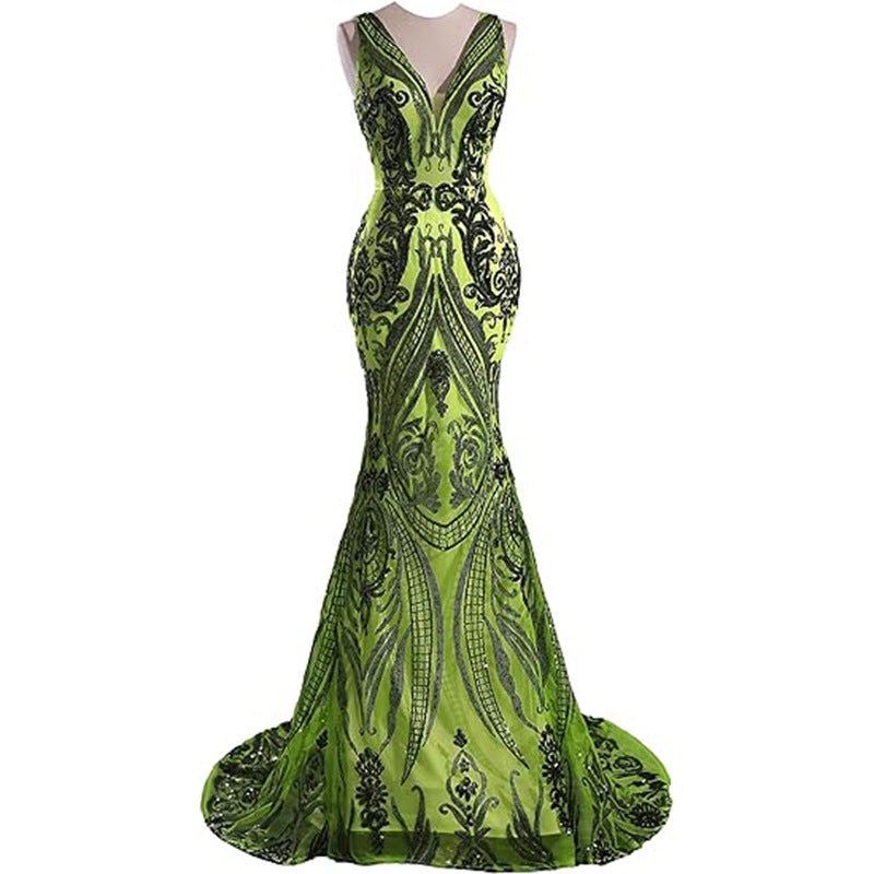 Women Sleeveless Sexy V-Neck Formal Party Sequin Evening Dress（Processing time need 3-6 days） 13