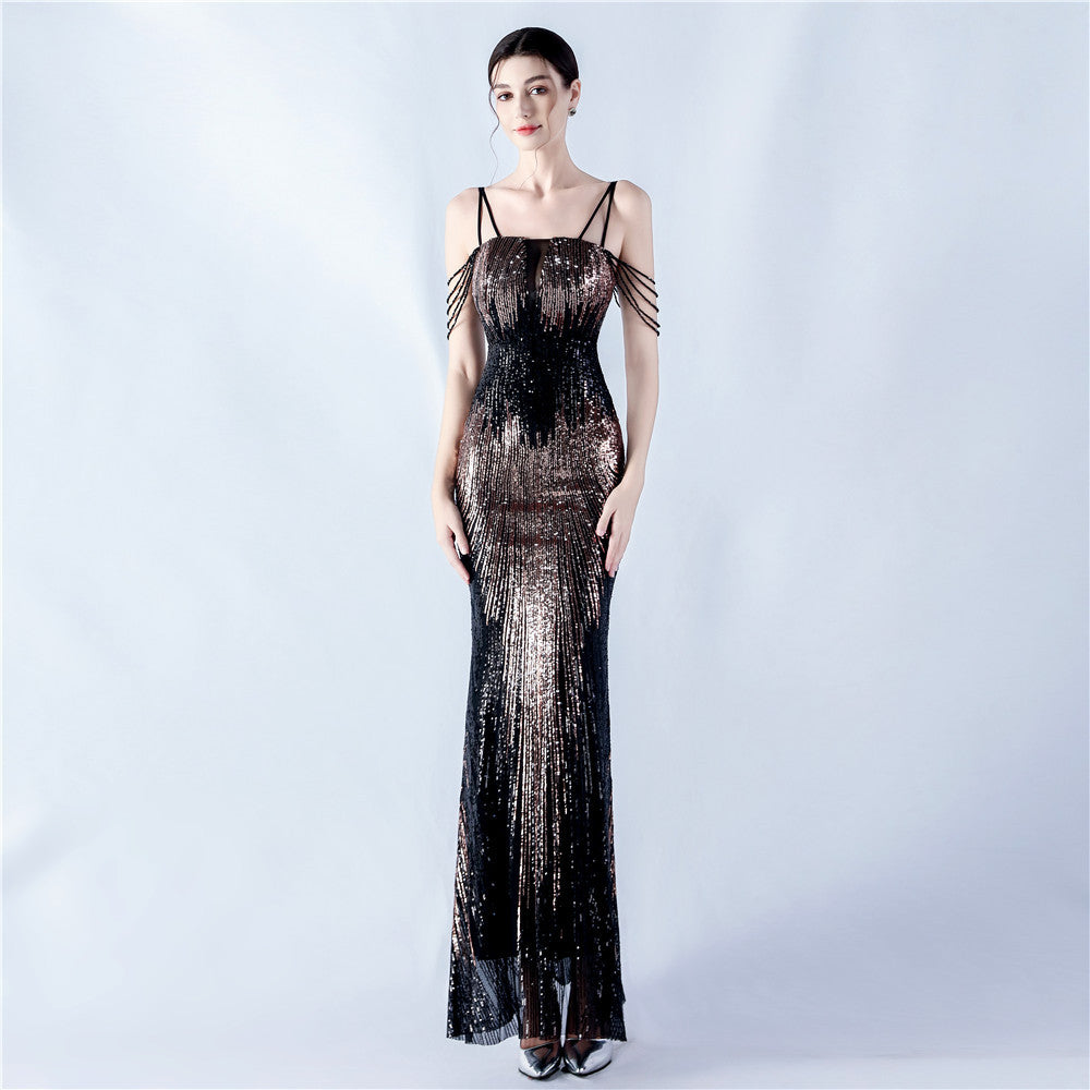 Women Flower Sequin Beaded Formal Party Evening Dress 7