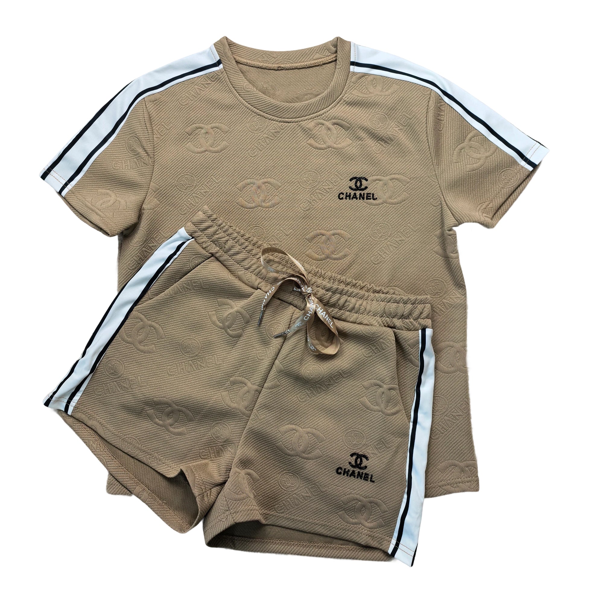 Women Jacquard Short Sleeve Top and Shorts Sports Two Piece Set 32