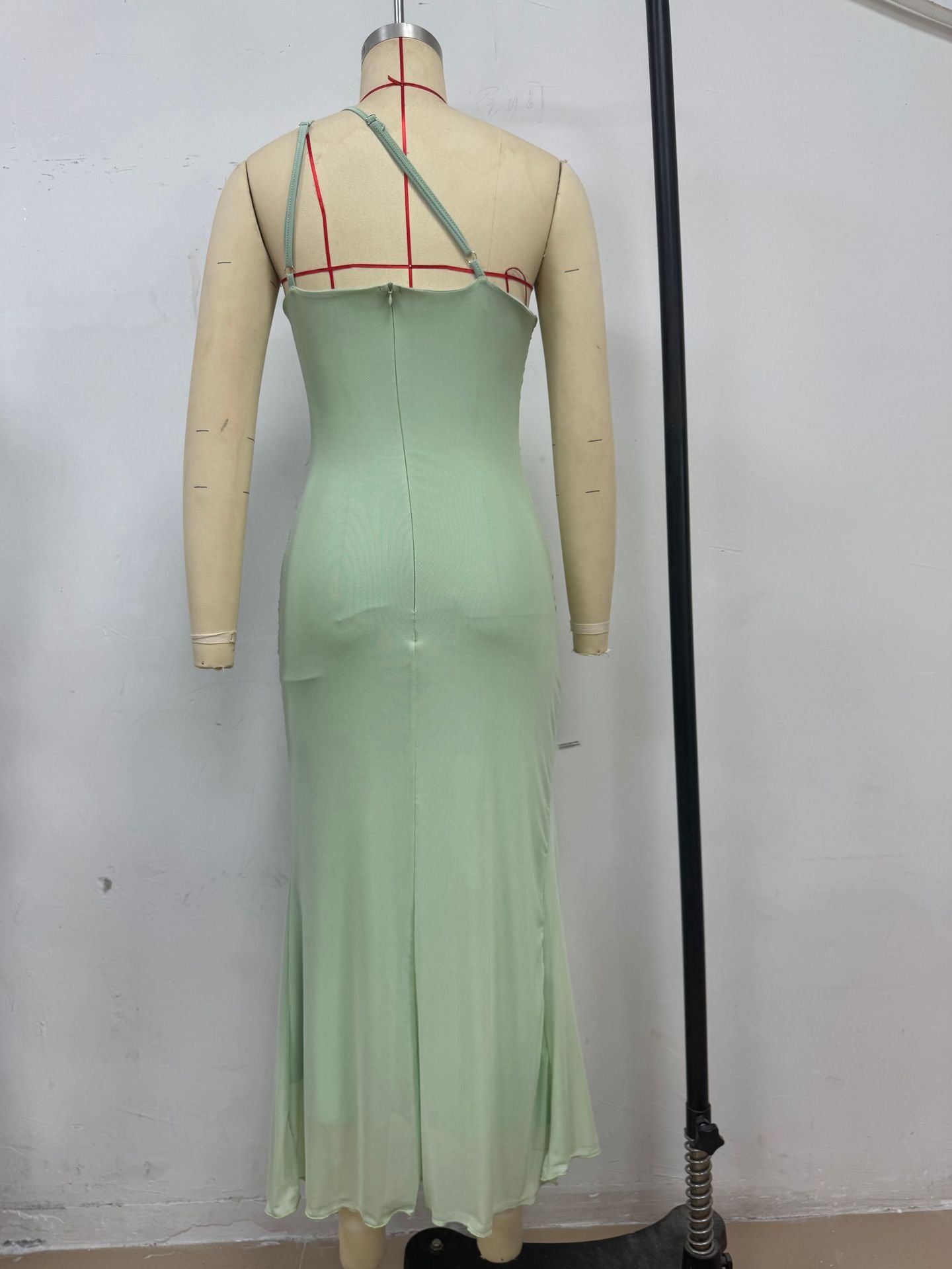 Summer Slash Shoulder Fashion Sexy Shirred High Slit Slim Dress 6