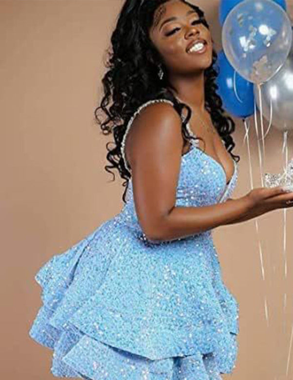 Women Sequined Strapless Sexy Prom Dress 20