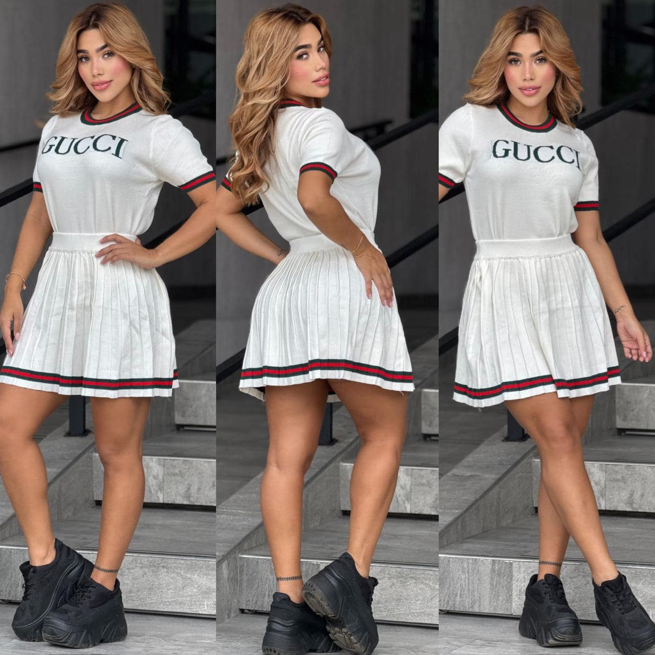 Women Print Short Sleeve and Skirt Two Piece Set 6