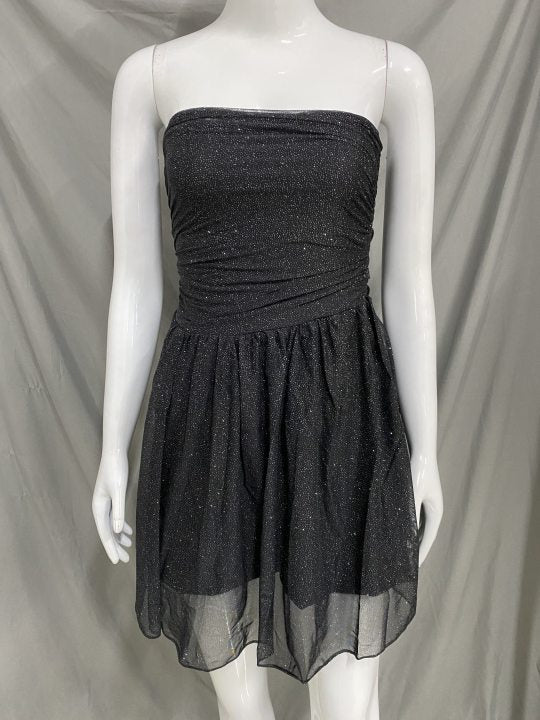 Women Sexy Trendy Mesh Patchwork Strapless Low Back Short Dress 5