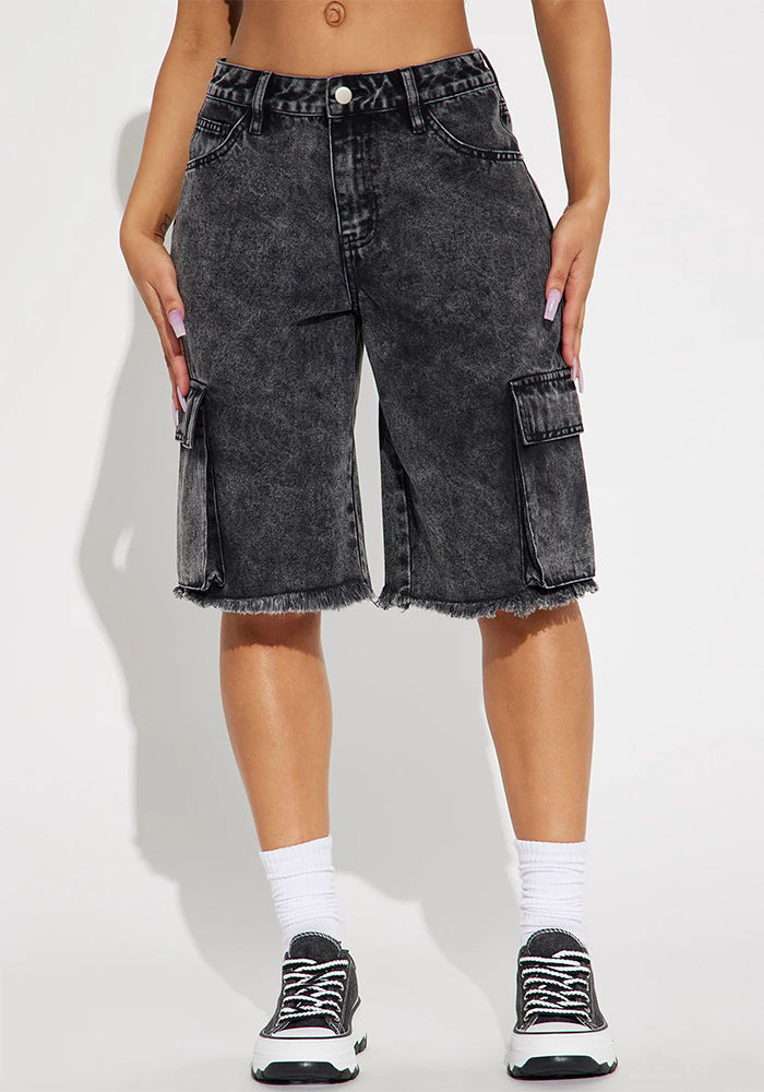 Summer Street Washed Women's Straight Denim Midi Shorts