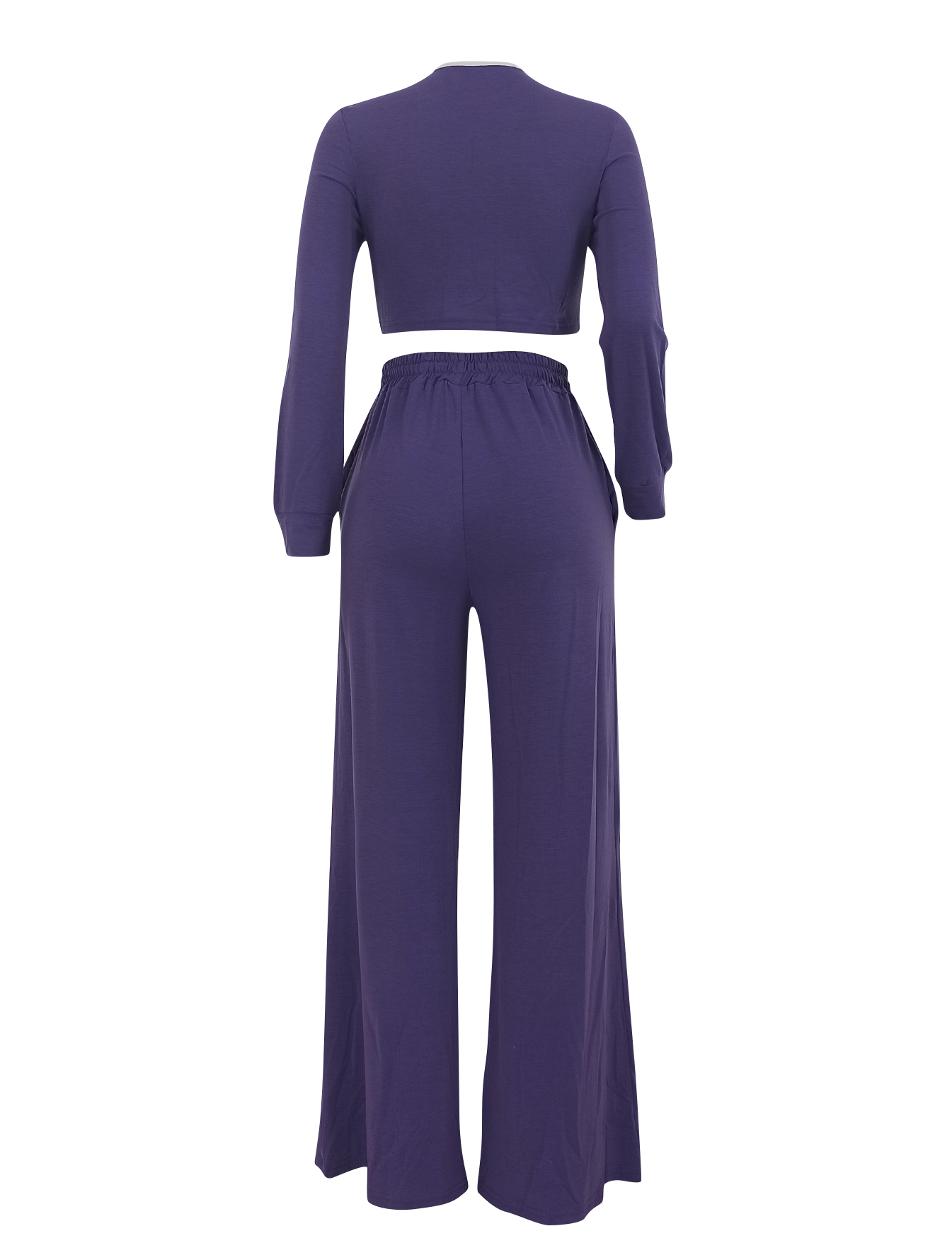 Women's Fashion Casual Long Sleeve Top & Side Striped Sporty Pants Two-Piece Set 20