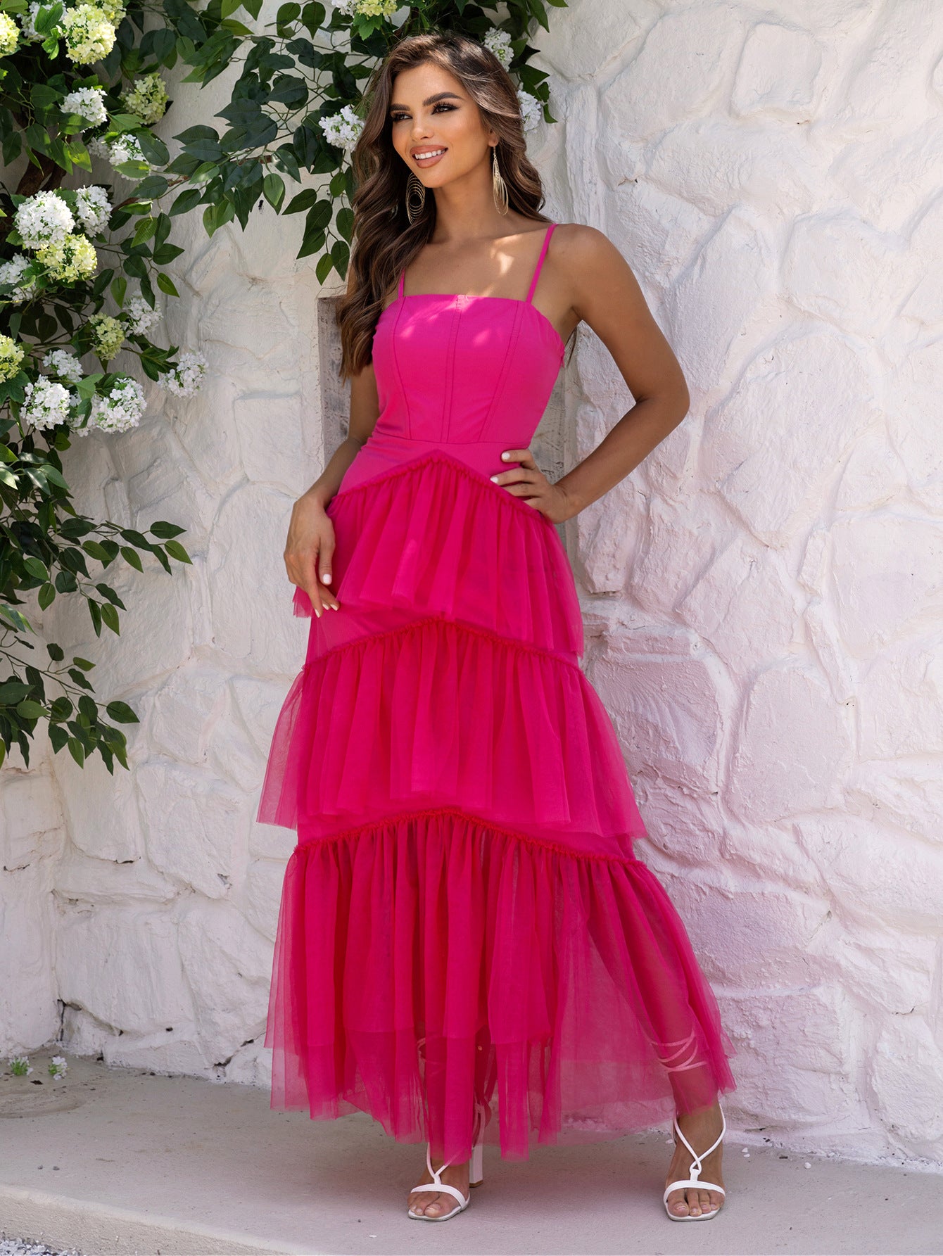 Women's Summer Strap A-Line Layer Long Dress 5