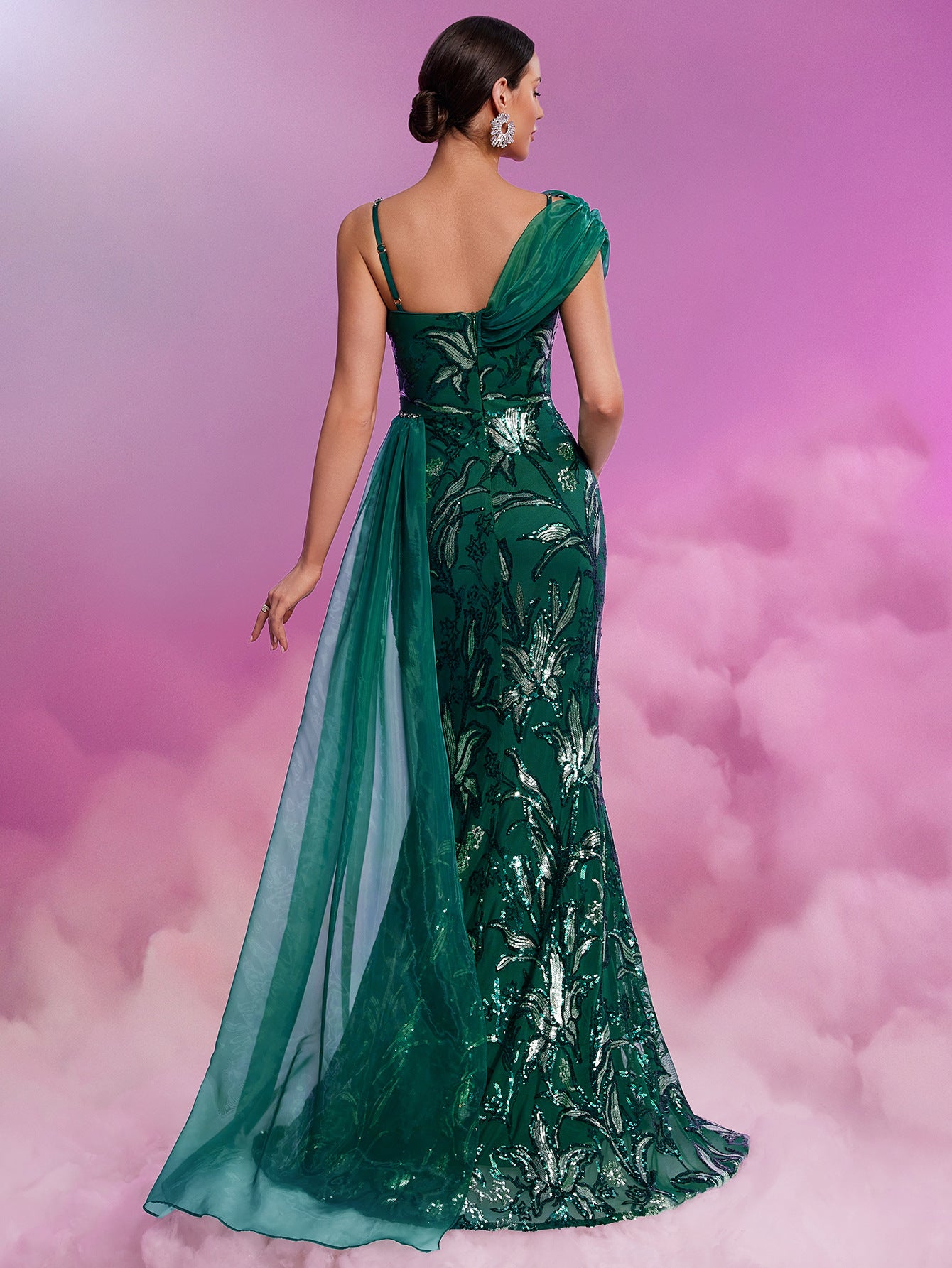 Women's Elegant Sequin Ribbon V-Neck Strap Chic Cocktail Formal Evening Dress 3