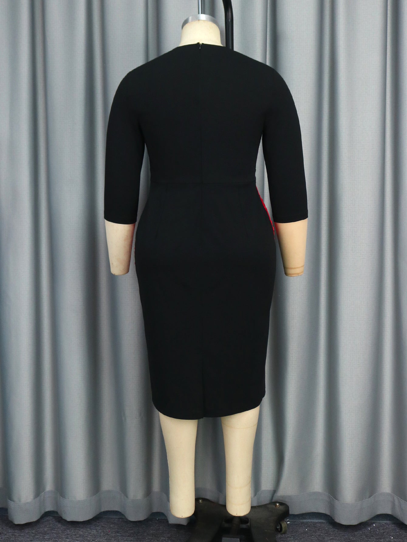 Plus Size Women Lace Contrast Patchwork Dress 6