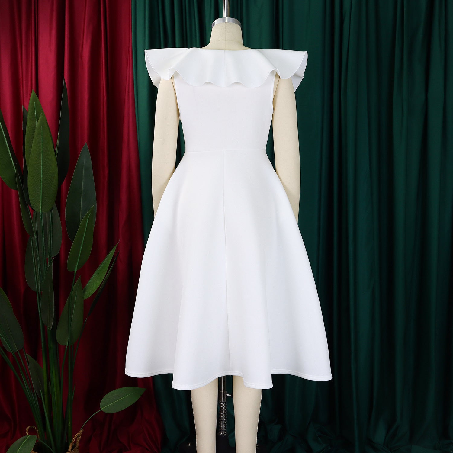 V Neck Floral Ruffle A-line Dress for Women Formal Party Gown 22