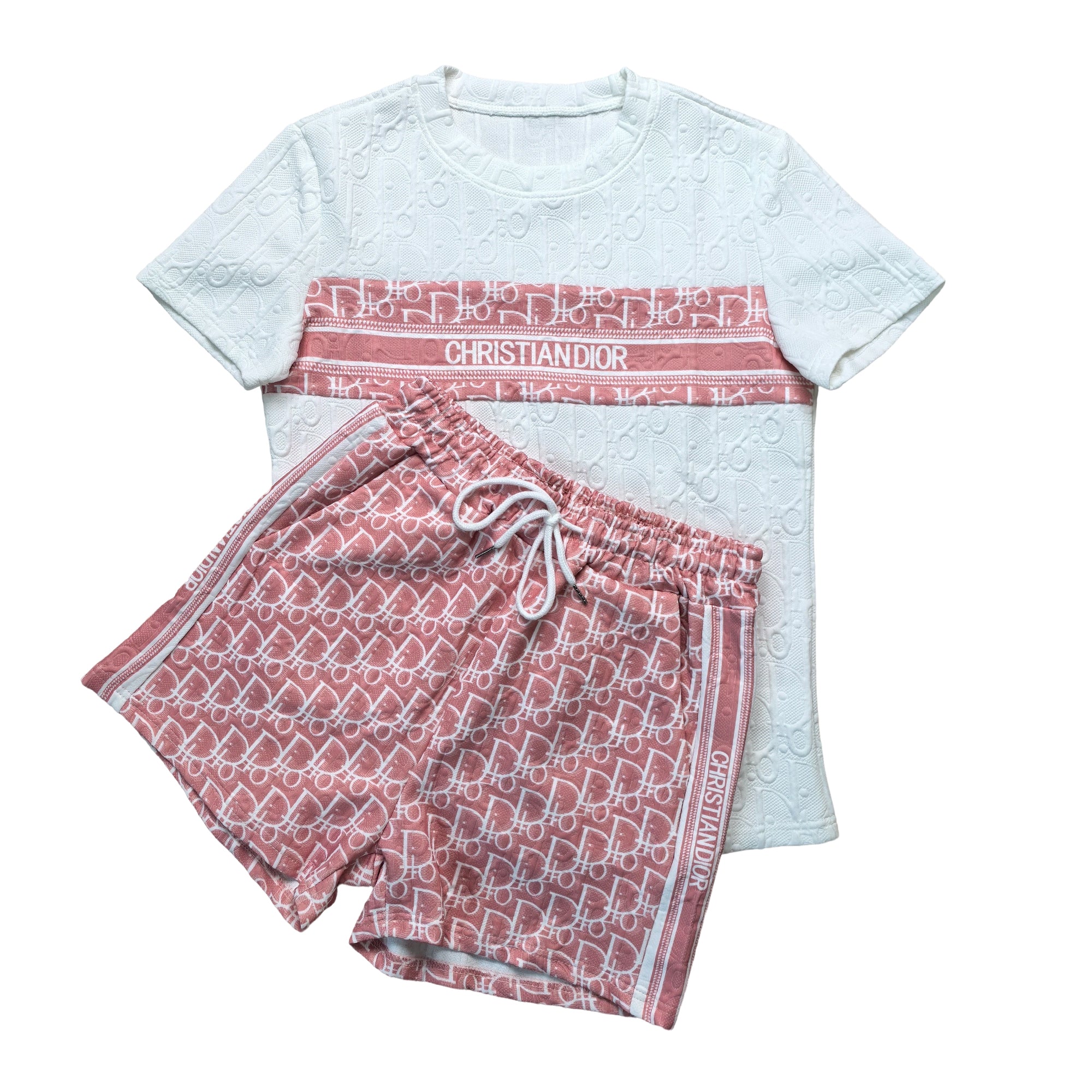 Women Career jacquard short sleeve Top and shorts two-piece set 5