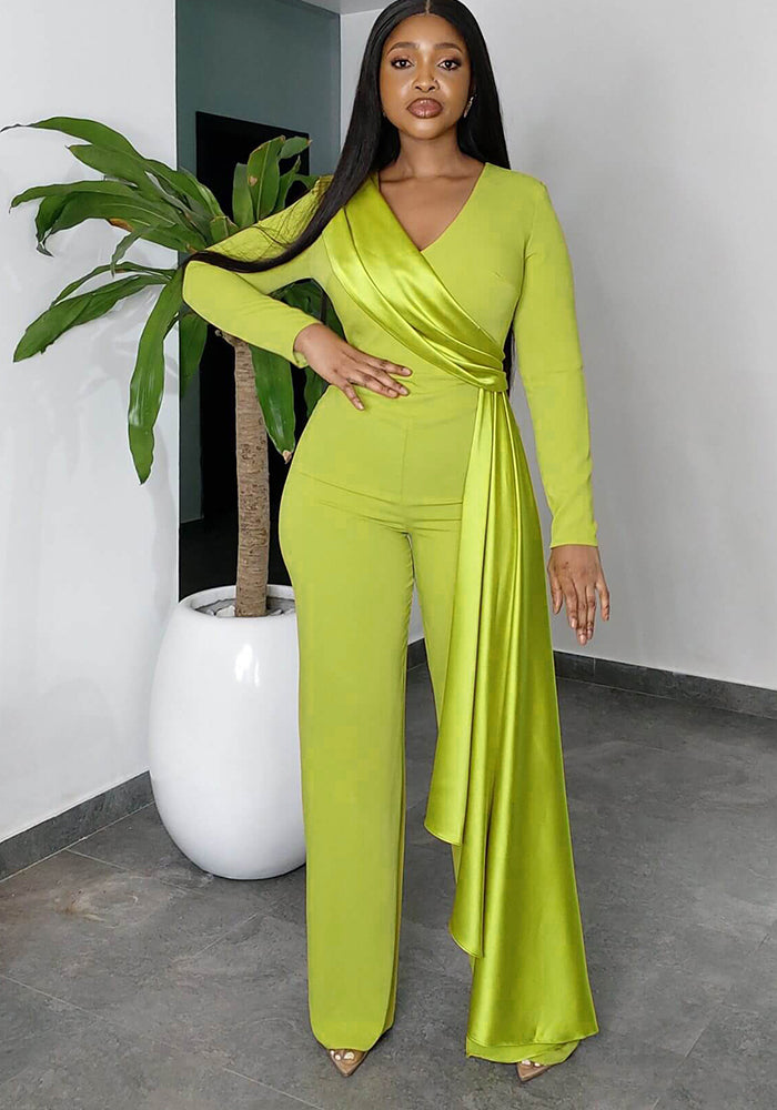 Women Long Sleeve V-Neck Slim Jumpsuit 6