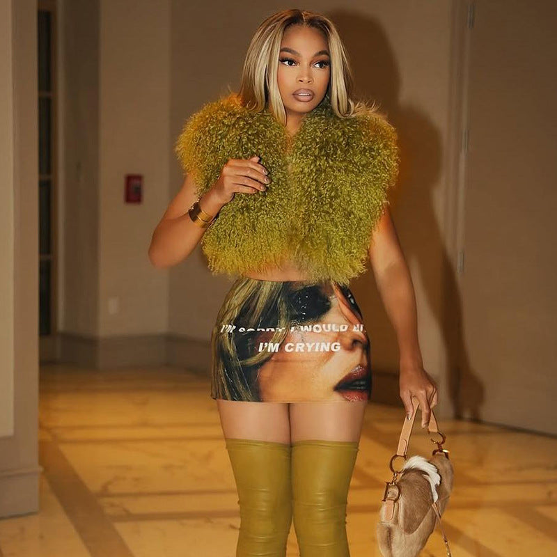 Women spring street sexy print Bodycon Skirt 4