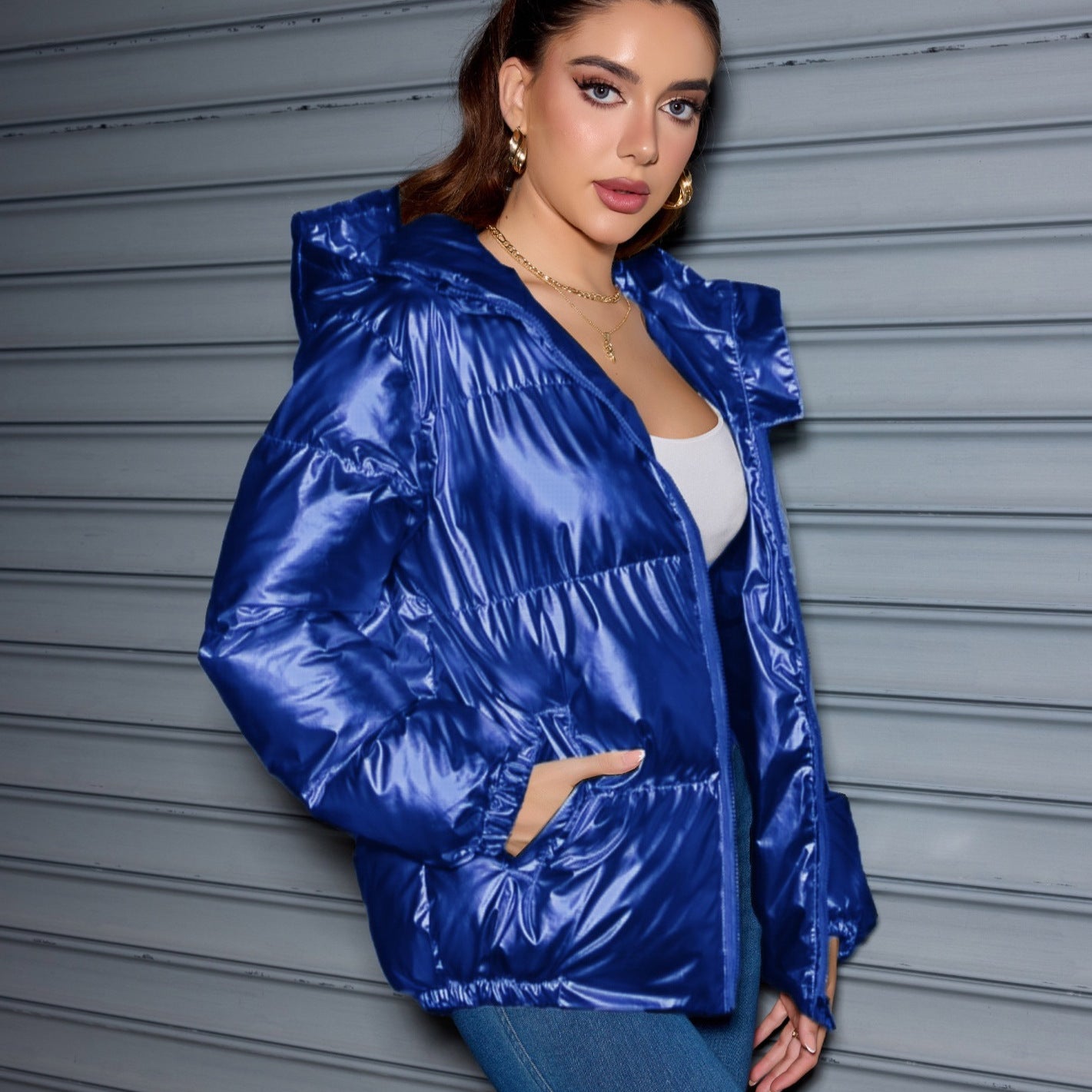 Women American Winter Shiny Padding Jacket 9