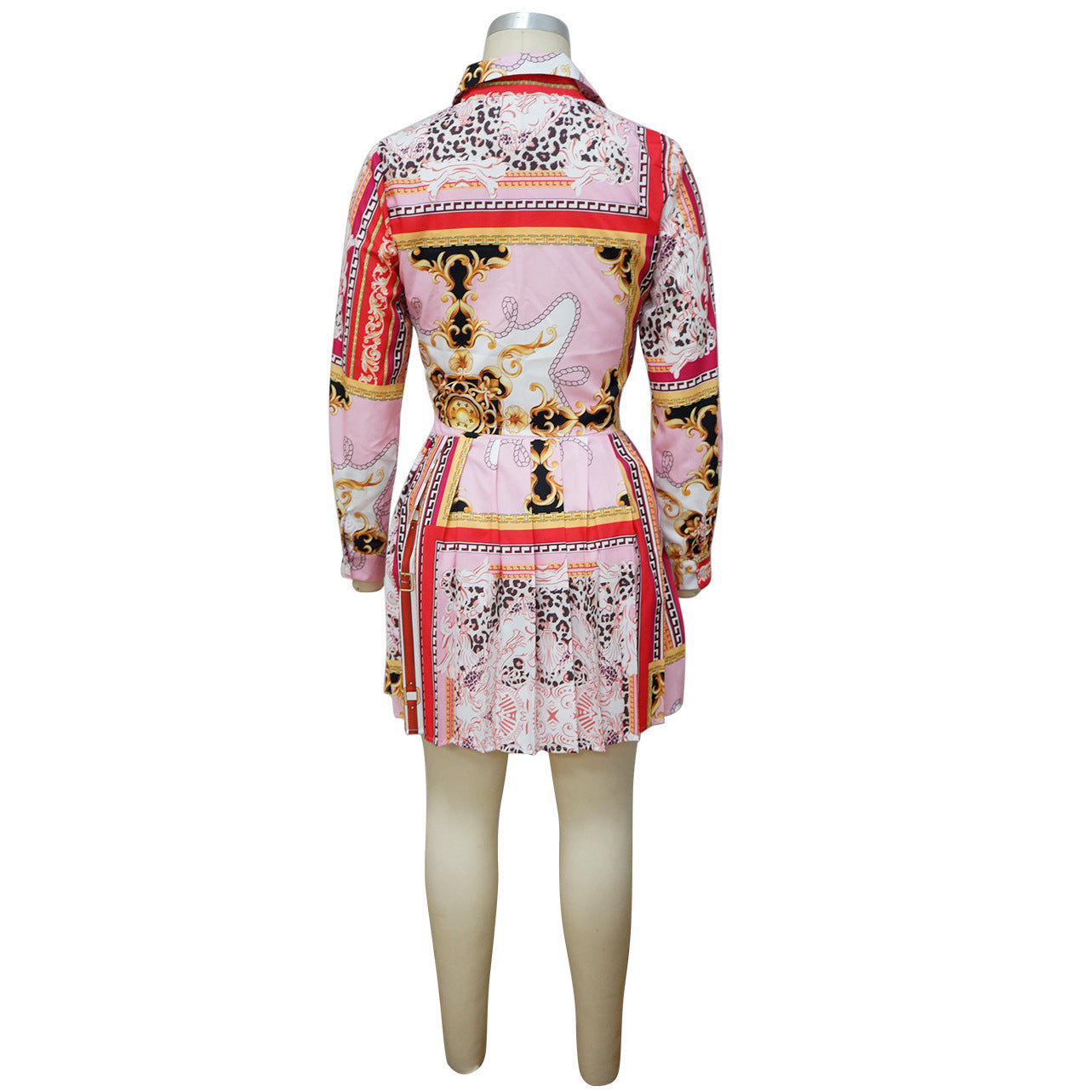 women's autumn and winter long sleeve printed pleated skirt suit 7