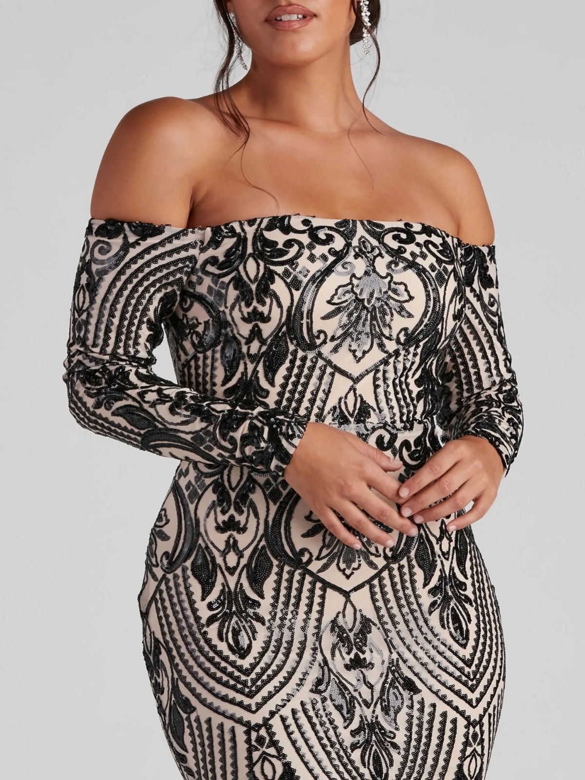 Summer Chic Sequin Sexy Off Shoulder Ormal Party Evening Dress Long Gown 6