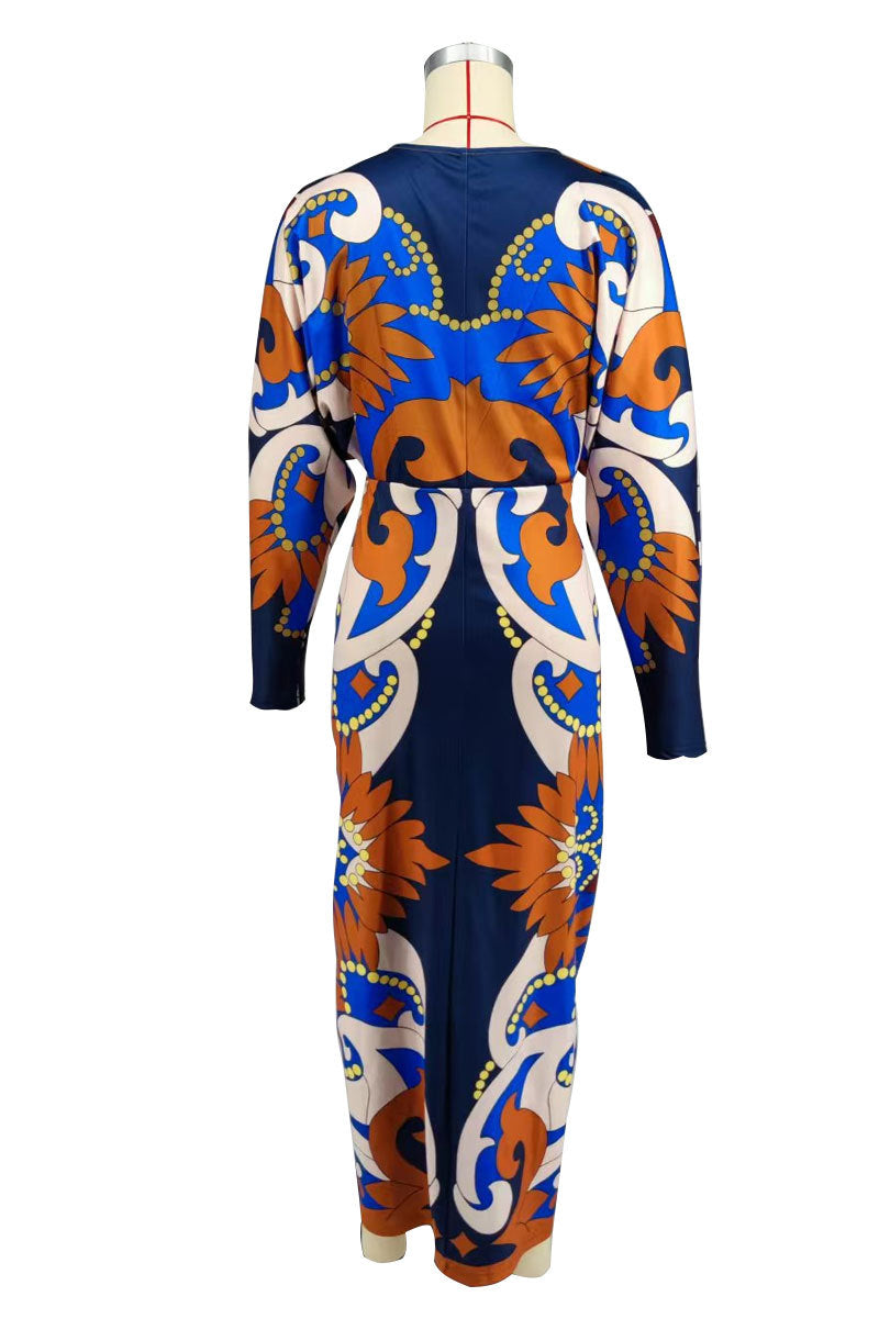 Women's Autumn Casual Printed V-Neck Long-Sleeved Sexy Dress 10