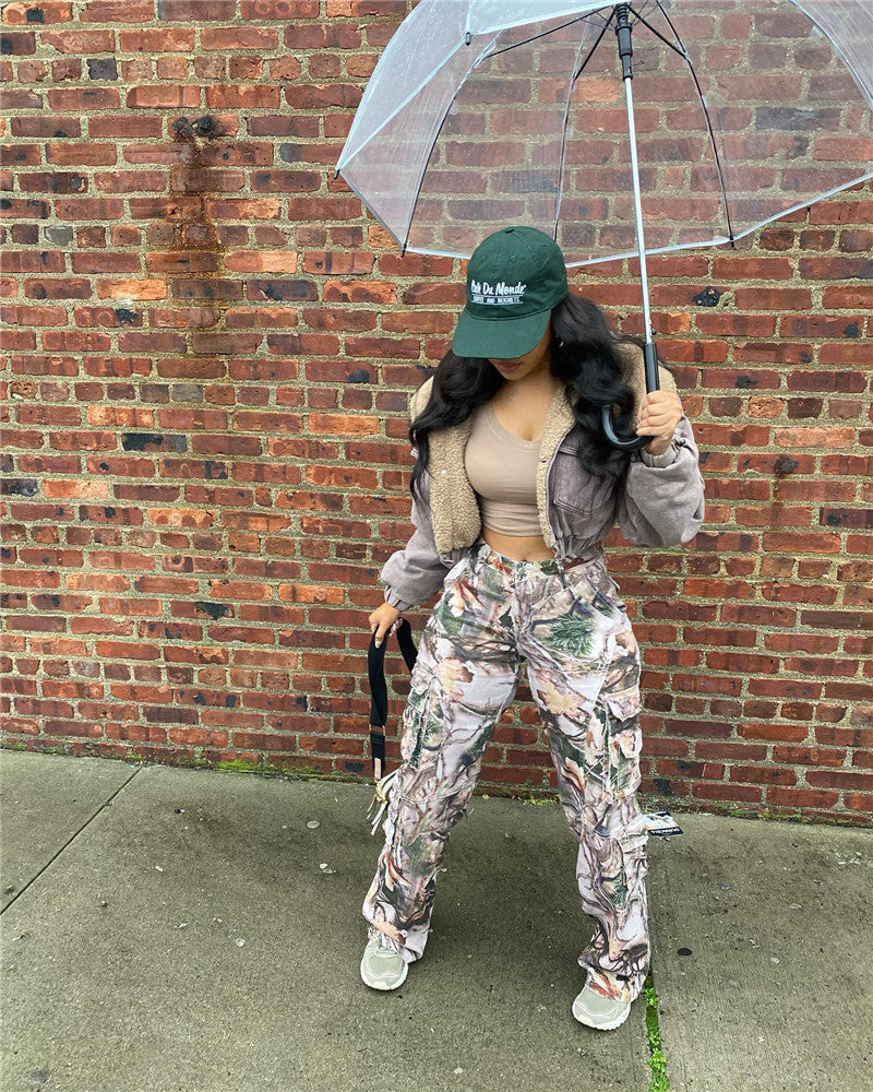 Women Summer Casual Loose Straight Leg High Waist Pocket Pant 4