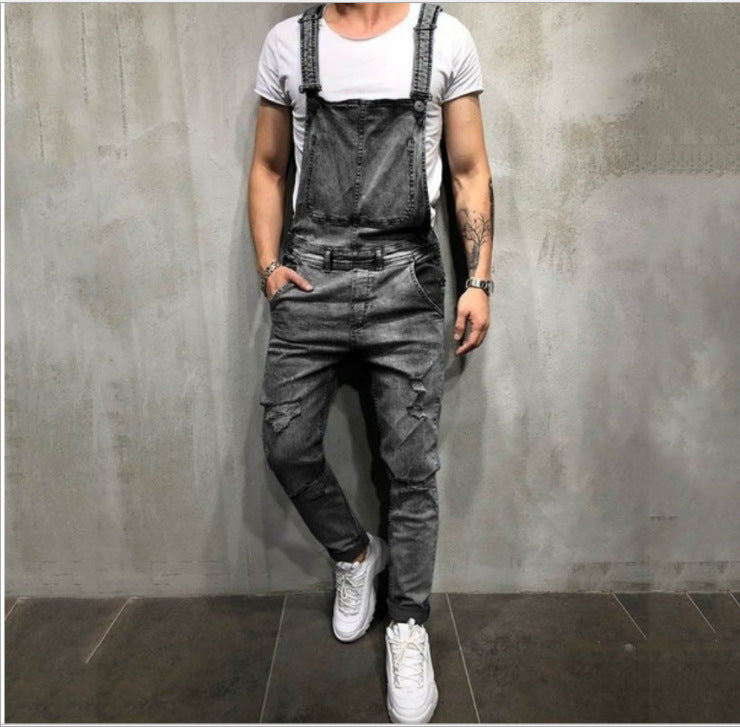 Men'S Denim Bib Suspender Men'S Denim Pant Jumpsuit 5