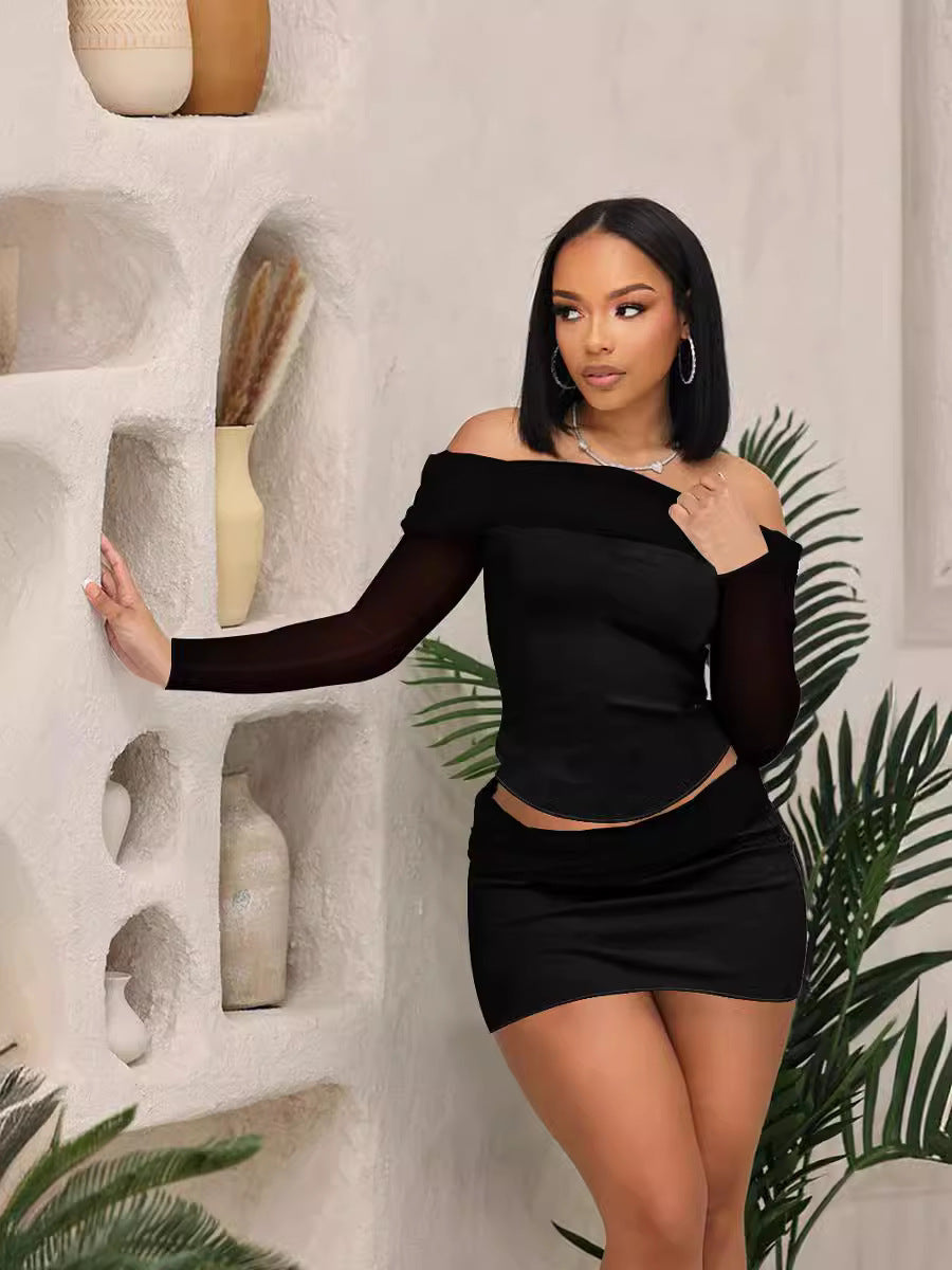 Women summer mesh Top and Skrit Casual two-piece set 7