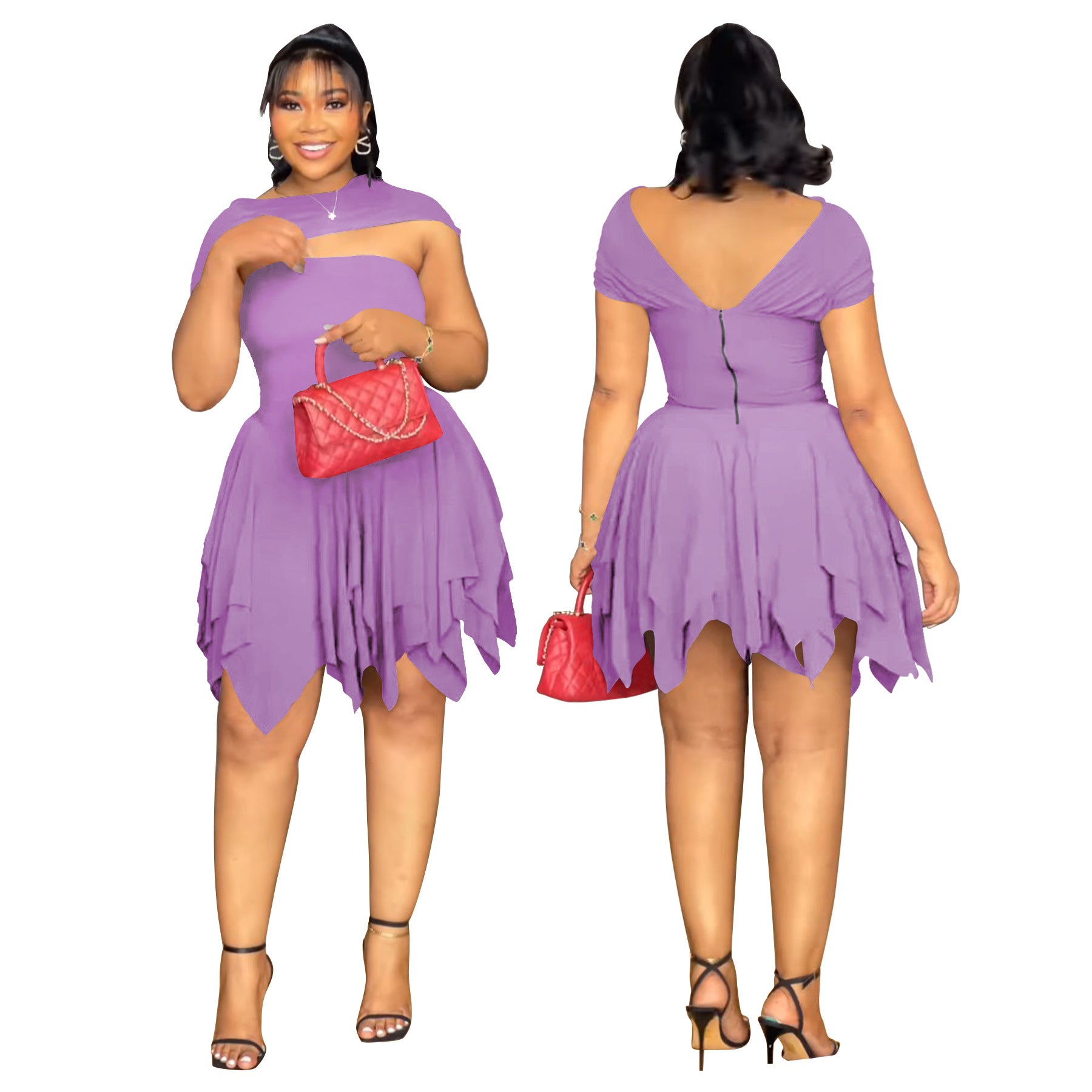 Women street sexy ruffle Strapless Tight Fitting short dress 3