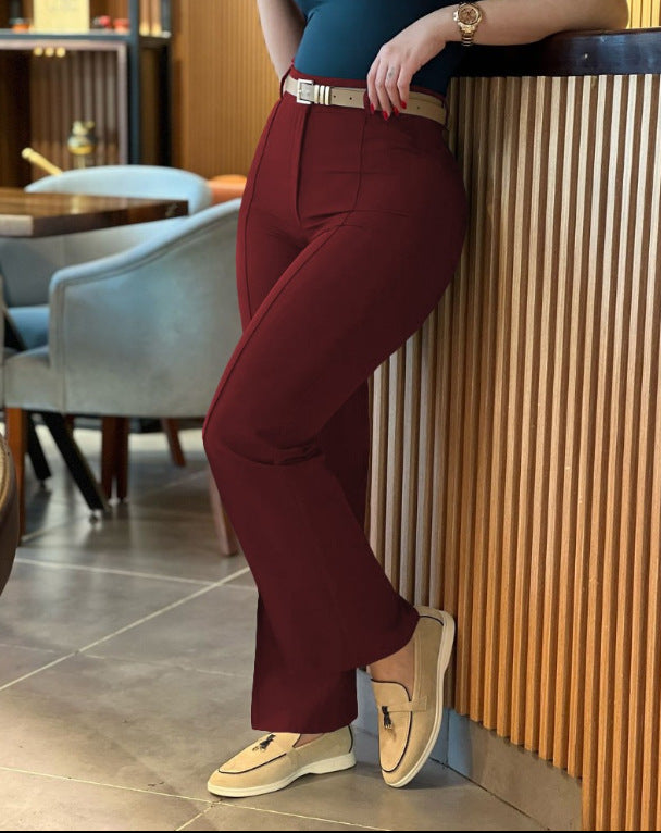 Autumn Women's Clothing Solid Color High Waist Casual Pants 11